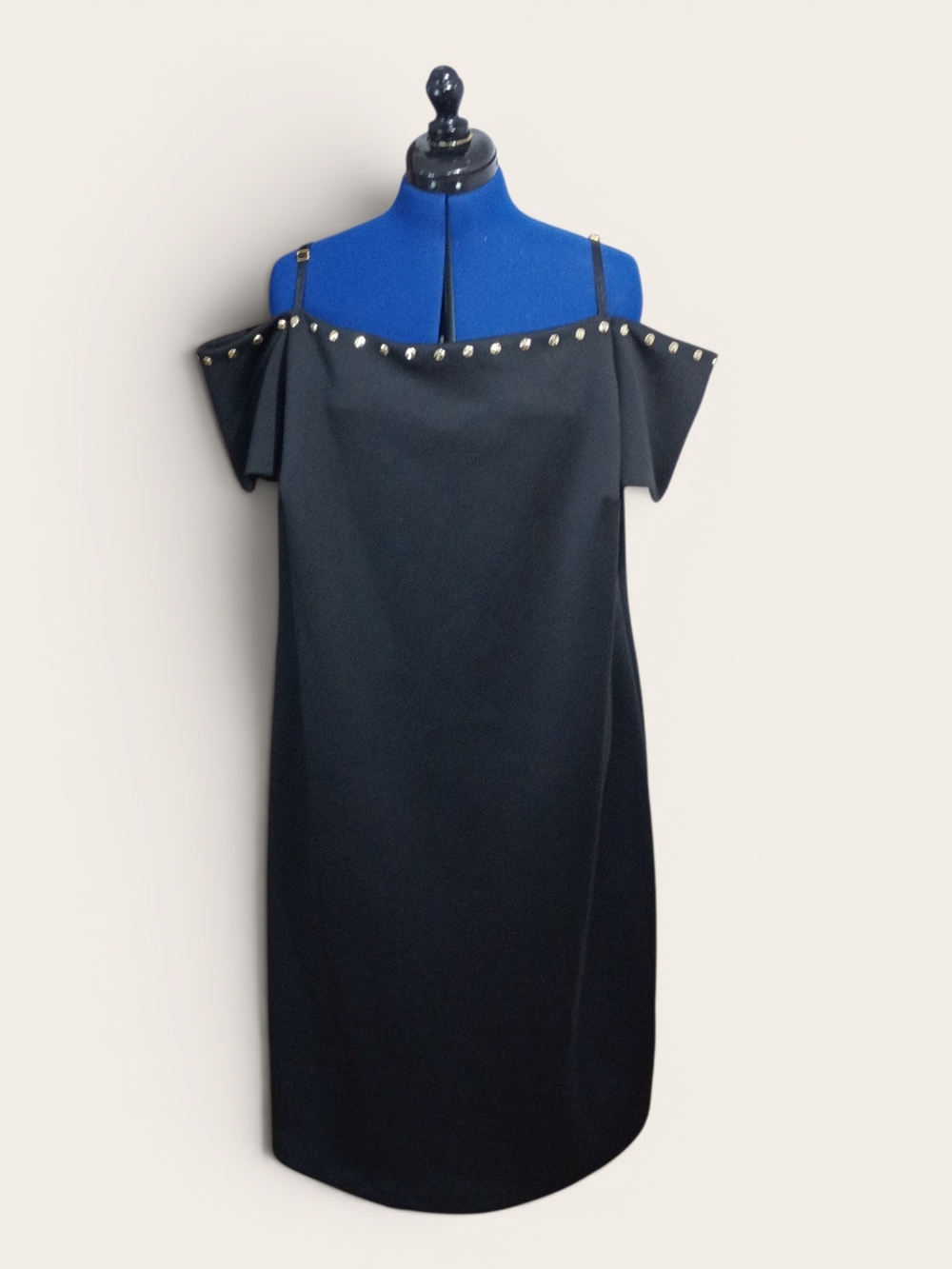 Calvin Klein Black Off-Shoulder Dress with Studded Detail